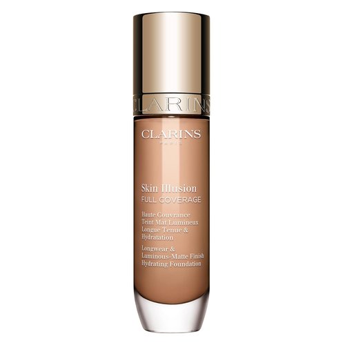 Clarins Skin Illusion Foundation - Longwear Full Coverage with Luminous Matte Finish | 24H Hydration & Transfer Proof | 1 Fl Oz