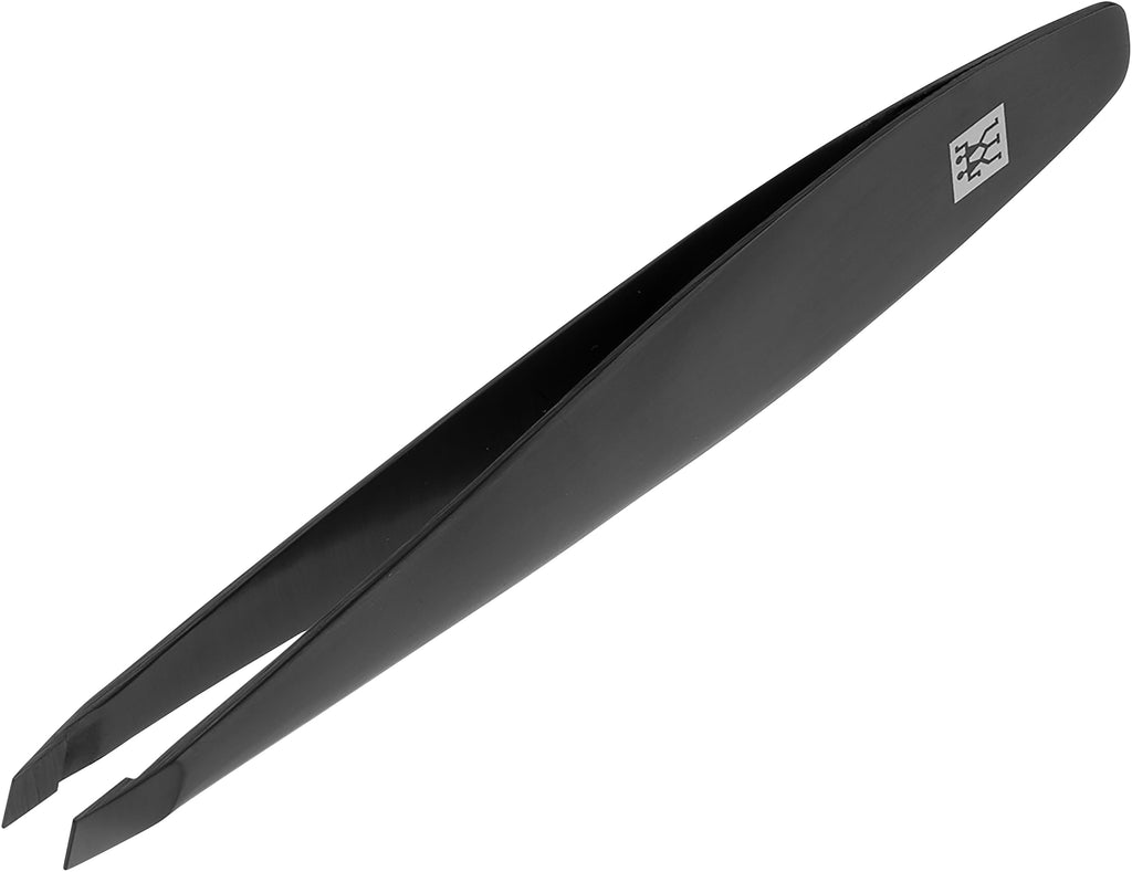 ZWILLING Tweezer (slanted tip, removal of eyebrow hair and splinters, extended handle width, hypoallergenic), Premium, Black, 4 inch