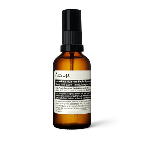 Aesop Immediate Moisture Facial Hydrosol - Hydrating Rose Petal & Bergamot Face Mist | Vegan, 50 mL