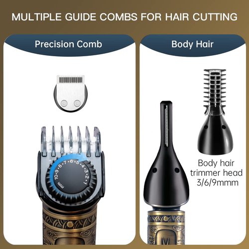 Scttomon Beard Trimmer Kit Professional Hair Clipper Zero Gapped T-Blade Electric Shaver Razor Nose Body Trimmer for Men Cordless Grooming Kit 7 in 1