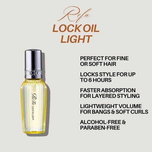 Re-Fa Lock Oil Light | Japanese Hair Styling Oil for Heat Protection, Shine & Lightweight Hold | Anti-Frizz, Curl Enhancer, Straightener Prep | Botanical Hair Serum 100ml