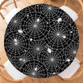 Halloween Spider Web Round Fitted Tablecloth 44 Inch Waterproof & Stain-Resistant