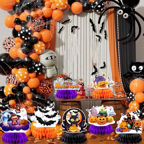 Halloween Honeycomb Centerpieces Set - 9 Festive Table Decorations for Parties