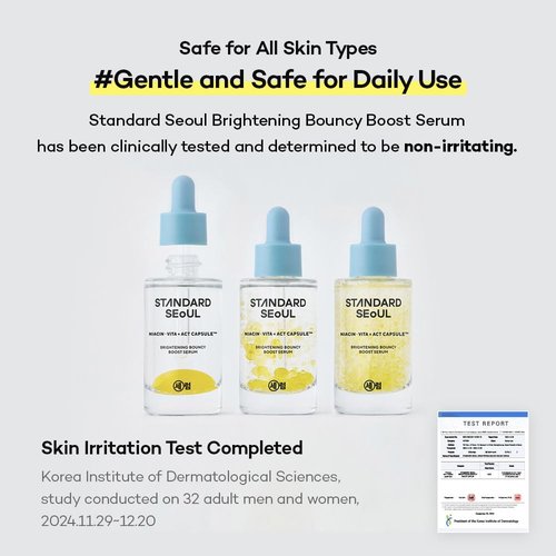 STANDARD SEOUL Brightening Bouncy Boost Serum – Radiance-Boosting K-Beauty Serum with Niacinamide, Vitamin C Blend, Lightweight Dual-Phase Glow Formula (30ml)