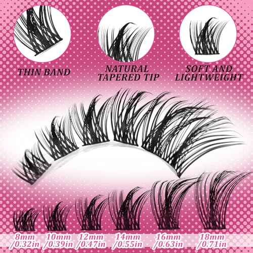 Luxurious C/D Curl 8-18mm Spiky Lash Clusters for Dramatic & Natural Looks - 144 Pcs
