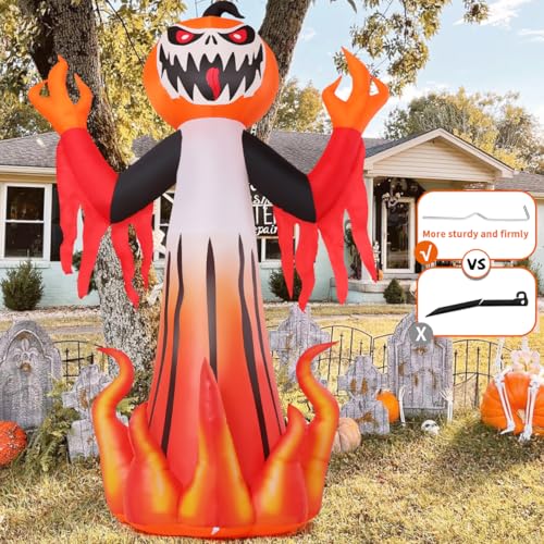 8 Ft Halloween Inflatable Pumpkin Demon with LED Lights - Outdoor Yard Decor