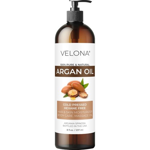 Velona Argan Oil - 100% Pure & Natural 8 Fl Oz | Unrefined Cold Pressed | Skin, Body & Face Care