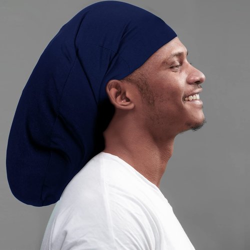 Tatuo 4 Pieces Unisex Jumbo Dreadlock Cap Long Hair Dreads Head Wrap Sleeping Cap Hair Accessories Sleep Bonnet for Men Women(Royal Blue, Navy Blue, Black, Army Green)