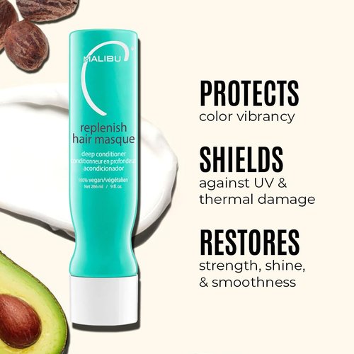 Malibu C Un-Do-Goo Shampoo & Replenish Hair Masque Duo - Clarifying & Deep Conditioning Set for Shine Restoration (33.8 oz)