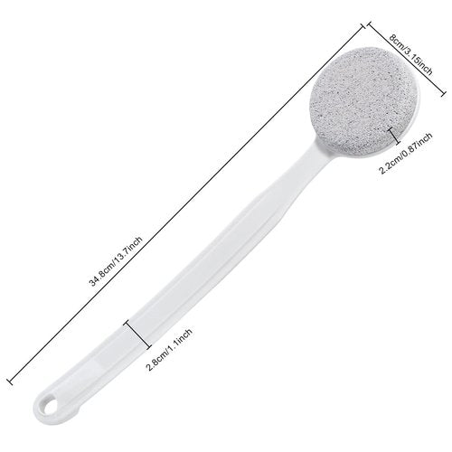 Beomeen Pumice Stone for Feet with Long Handle 13.7", Hard Skin Callus Remover, Scrubber and Exfoliator for Dead Dry Skin, Softer & Smoother Feet, Pedicure Tool (Curved)