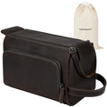 Vorspack Genuine Leather Toiletry Bag for Men - Water Resistant Travel Bag for Toiletries, Essentials, Accessories - Dark Brown