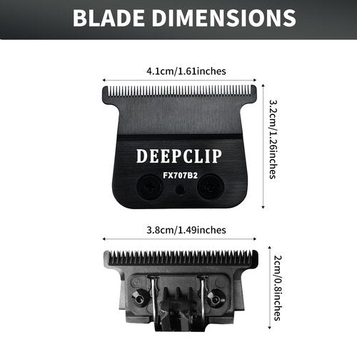 FX707B2 Trimmer Blades Replacement for Men, Deep Tooth T Blade Compatible with DLC 2.0 BaBylissPRO Hair Trimmers FX787 and LoPROFX Trimmers FX726, Black, 2 Pack