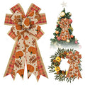 Large Fall Pumpkin Wreath Bow with Pumpkin Leaves - Style 1 - Thanksgiving Door Decor