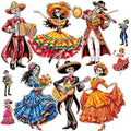 10Pcs Large Day of The Dead Skeleton Decorations Set - Halloween Altars & Parties