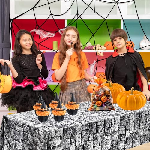 Medieval Castle Stone Wall Tablecloths 54x108 Inch 4 Pack for Halloween Parties