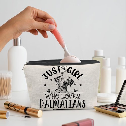 Absnfatu Dalmatian Dogs Makeup Bag,Dalmatian Gifts For Women,Just A Girl Who Loves Damatians Makeup Bag Cosmetic Pouch
