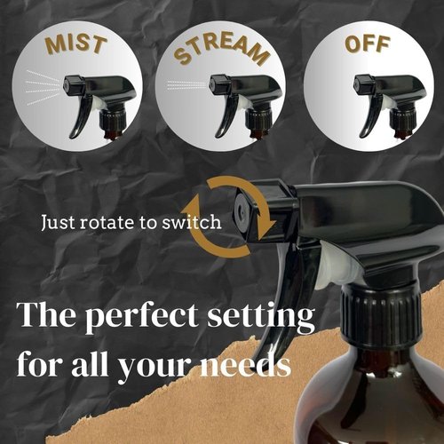 360° Spray Bottle - 16oz (2 Pack) | Versatile Upside Down Amber Plastic Spray Bottles