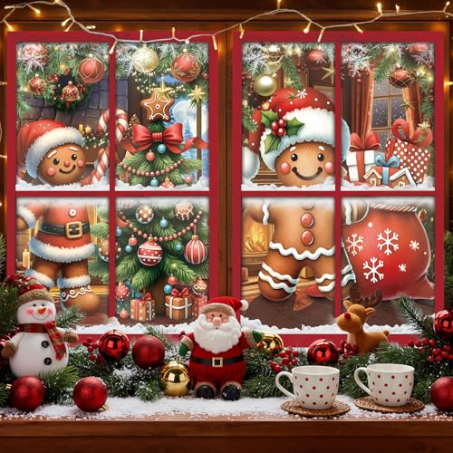Christmas Gingerbread Man Curtain Set - 4 Piece Holiday Window Decor - Variation: Gingerbread Man
