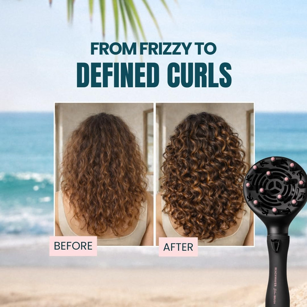 Beachwaver Co. Blow Brush - Midnight Rose | Versatile Blow-Dry Brush for All Hair Types | 2 Speeds, 4 Heat Settings, 4 Attachments