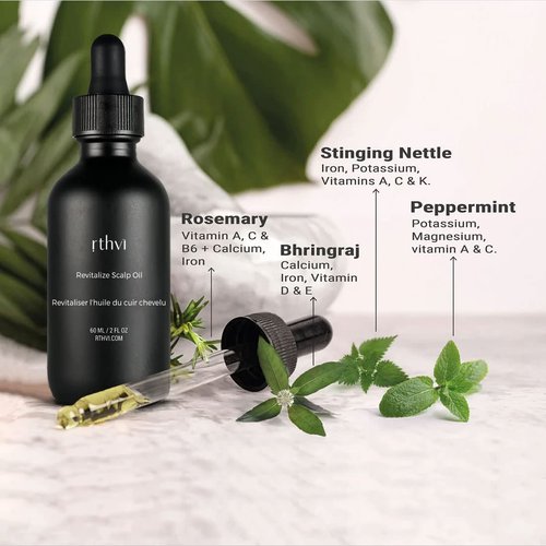 Rthvi Revitalize Scalp Oil – Nourishing herbal oil with Rosemary, Amla, Nettle, Peppermint, Bhringraj, Argan & Castor Oil for Stronger, Healthier-Looking Hair – 2oz
