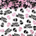 Halloween Gothic Skull Confetti Set - Black & Pink Glitter Birthday Decor - Variation: Black Pink