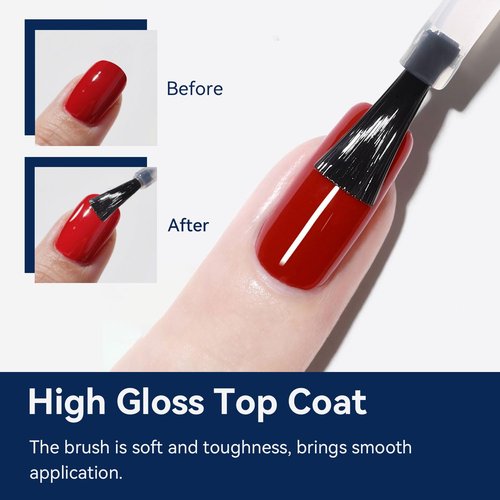 JODSONE Gel Top Coat - No Wipe, Glossy Shine Finish, Long Lasting | 16.5ml for Salon & DIY Nail Art