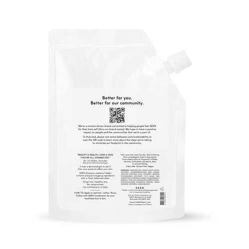 SEEN Shampoo Eco-Refill - Fragrance-Free, Non-Comedogenic Formula for Sensitive Skin | Dermatologist-Developed