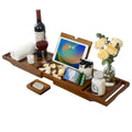 Kiasthome Teak Bathtub Caddy, Expandable Bath Tray, Non‑Slip Luxury Tub Caddy with Wine Phone Tablet Holder, Wooden Bath Accessory for Home Spa and Gift