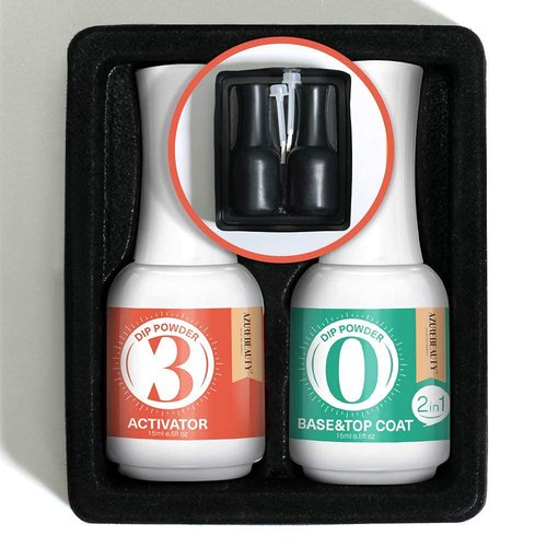 AZUREBEAUTY Dip Powder Liquid Set Base & Top Coat with Activator Matte Top Coat Comprehensive Professional Dipping Powder Essential Set for Dip Nail Art 15 ml 0.5 Oz Fast Dry No Nail Lamp Needed