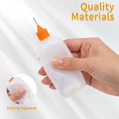 Goodma 48 Pcs Precision Tip Applicator Bottles with Multicoloured Tips, Comes with 5 Pcs Mini Funnel for DIY Quilling Craft, Acrylic Painting, Small Gluing Projects, Oiler Bottle (1 oz)
