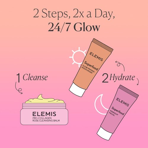 ELEMIS Way to Glow Exclusive Skincare Kit($70 Value) - Travel Set with Travel-Size Rose Cleansing Balm, Glow Priming Moisturizer & Midnight Facial, Nourish & Illuminate Skin all day