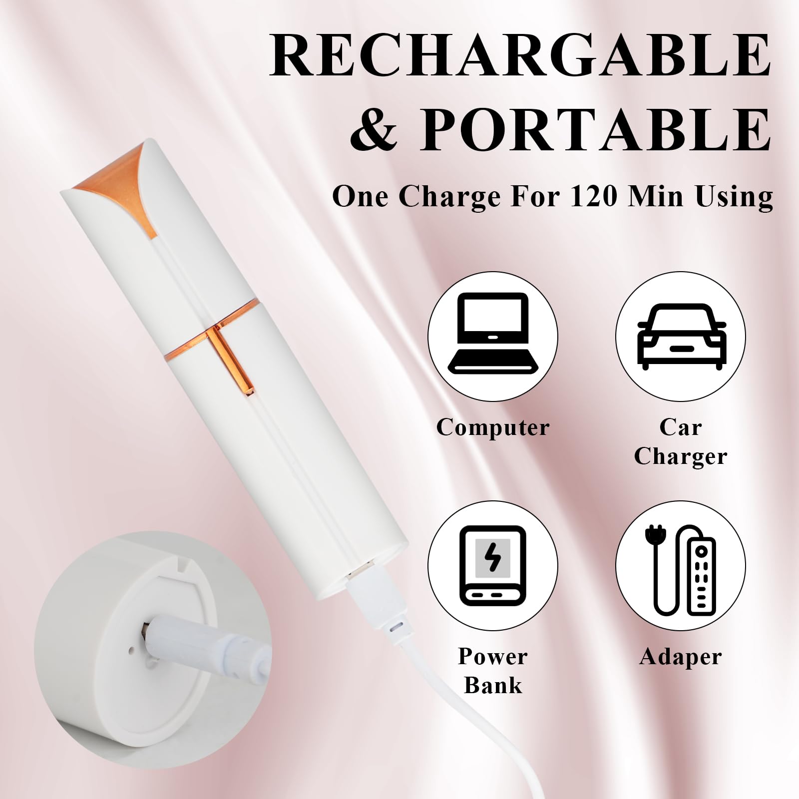 Yunmiss Facial Hair Removal for Women Men，Electric Painless Hair Removal Device Included 2 x Replacement Heads，USB Rechargeable Lady Womens Face Shaver with LED Light for Lip,Chin,Arms (Multicolor)