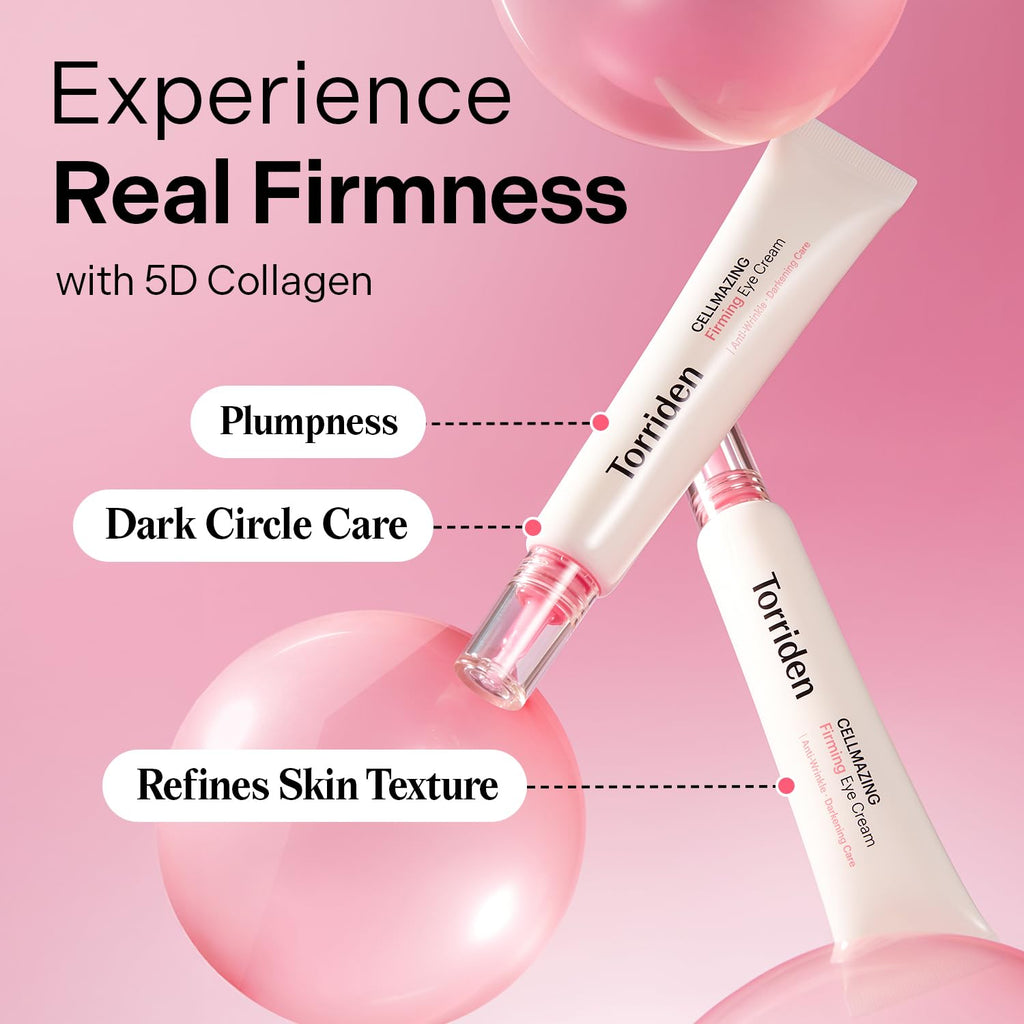 Torriden CELLMAZING Collagen Firming Eye Cream - 30ml | Wrinkle Improvement & Dark Circle Care | 5D Collagen Complex, 4R Pure Retinol