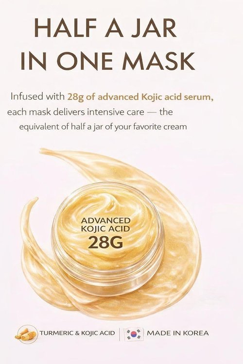 LumiVida Kojic Acid Turmeric Brightening Gel Face Mask | Overnight Firming & Hydrating for Elasticity & Glow | Korean Skincare with Niacinamide, Peptides & Hydrolyzed Collagen | 4 Pack