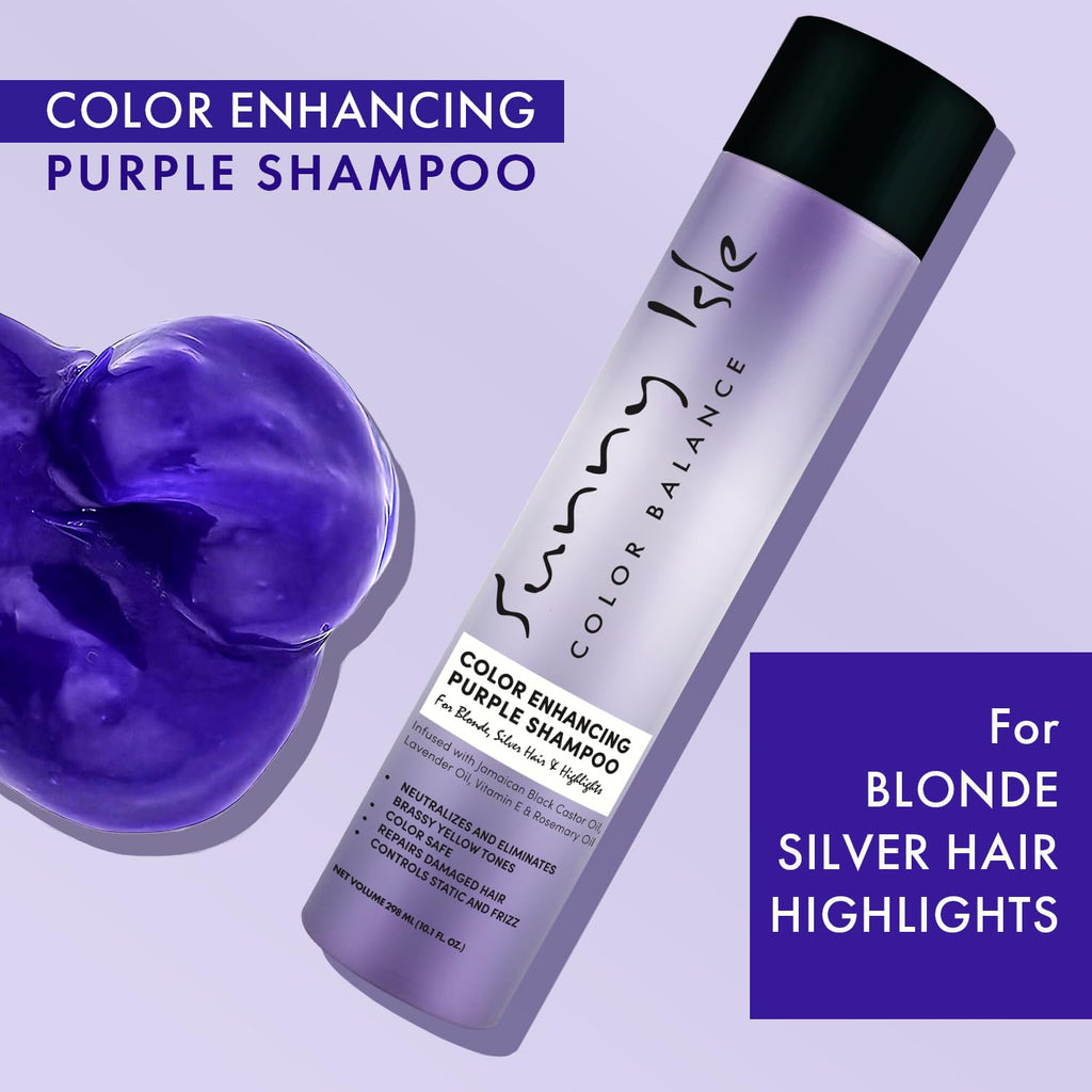 Sunny Isle Color Enhancing Purple Shampoo - Neutralizes Brassy Tones, Unscented | 10.1 Fl Oz