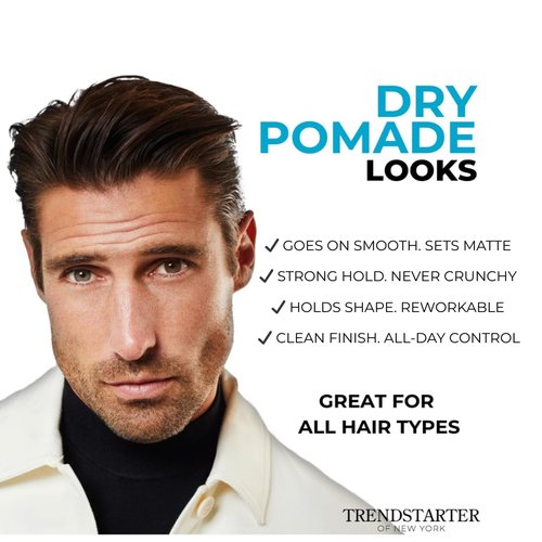 TRENDSTARTER Dry Pomade - Firm Hold, Low Shine | 4oz Water-Based Gel for All-Day Styling