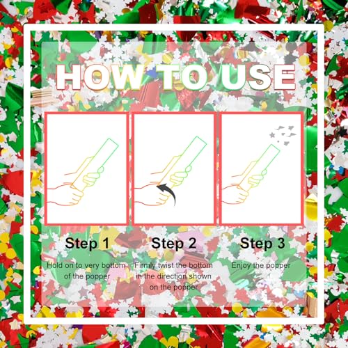 Christmas Confetti Cannon Party Poppers 4 Pack - Merry Christmas01 Multi Color Xmas Decorations