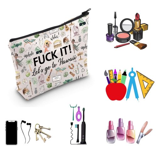 Hawaii Cosmetic Makeup Bag Hawaii Travel Gift Hawaii Travel Pouch Girls Trip to Hawaii Gift for Her Beach Lover Gift (Go to Hawaii)