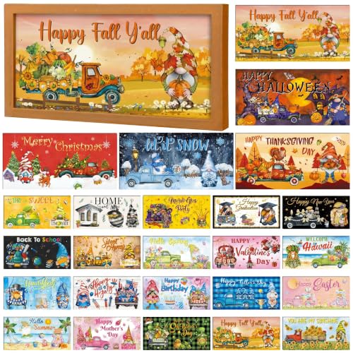 Vivid Fall Seasonal Interchangeable Wooden Sign Set - 25 Pcs Home Decor
