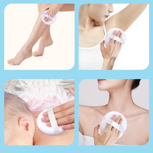 2 PCS Large Body Powder Puff with Container - 5 Inch Fluffy Cotton Powder Puff for Body Powder, Loose Mineral Foundation, and Dusting Powder, Big Powder Puff for Smooth and Even Application