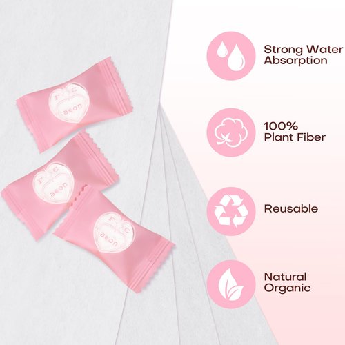 Fcaeon Compressed Towel Tablets 100 Count Disposable Face Towel Individually Wrapped 9×7.5 Inch Portable Washcloths Compact Cloths for Travel Essentials Camping Hotel Makeup Removal Cleaning (Pink)