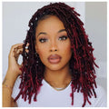 8 Packs Pre Looped Butterfly Locs Crochet Hair 12 Inch Burgundy Red Distressed Locs Crochet Braids Soft Butterfly Faux Locs Crochet Hair (12Inch,Ombre Burgundy)