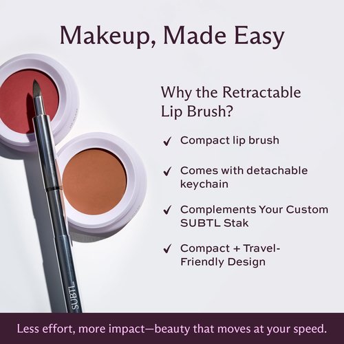 Subtl Beauty Retractable Lip Brush – Sleek, Travel Lip Brush Keychain for Precise Application