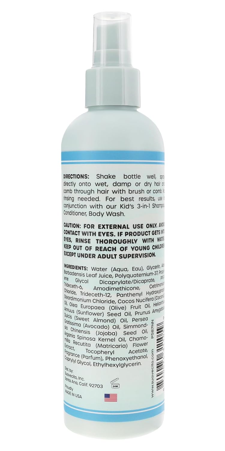 Suavecito Kid's Detangling Spray - Gentle Plant-Based Formula with Calming Chamomile - Sulfate & Paraben Free