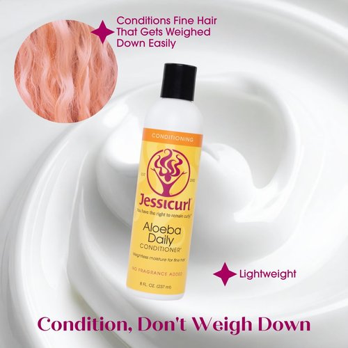 Jessicurl Aloeba Daily Conditioner - Nourishing Leave-In for Curly Hair | Citrus Lavender, 8 Fl Oz