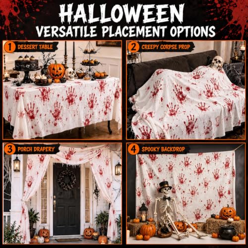 Halloween Bloody Tablecloth 84.6 x 108.3 Inch Spooky Horror Decor Cover