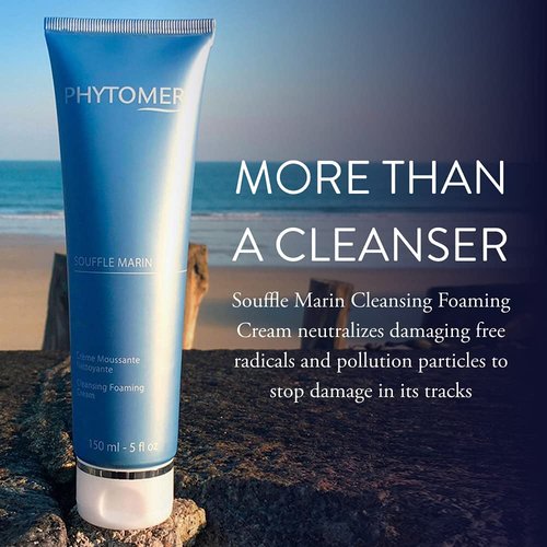 Phytomer Souffle Marin Foaming Facial Cleanser - Moisturizing Exfoliating Face Wash | Gentle & Eco-Friendly | 150 ml