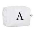 Personalized White Waffle Makeup Bag,Custom Embroidered Initial Cosmetic Pouch for Women,Monogrammed Cosmetic Case,Bridesmaid Gifts (A)