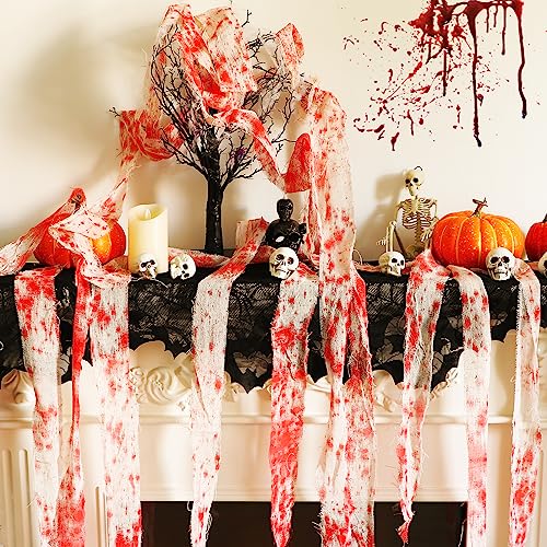 82 Ft Halloween Creepy Blood Cloth Gauze for Haunted House & Party Decor