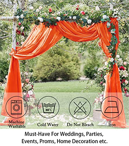 Orange Chiffon Wedding Arch Draping Fabric - 29" x 19FT, 2 Panels, Elegant Backdrop for Wedding & Party Decorations